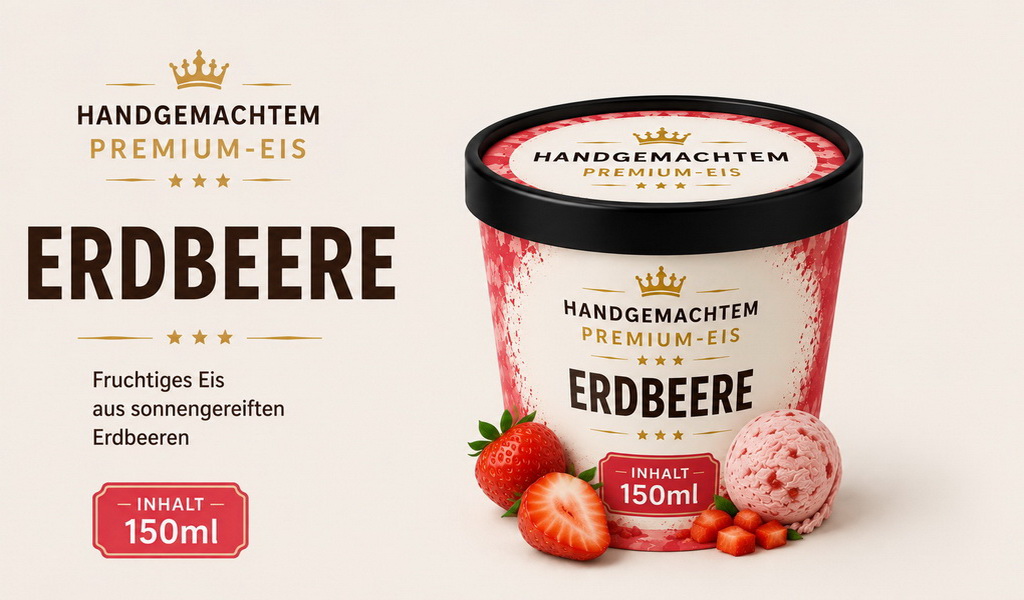 Premium-Manufaktureis Erdbeere 150 ml